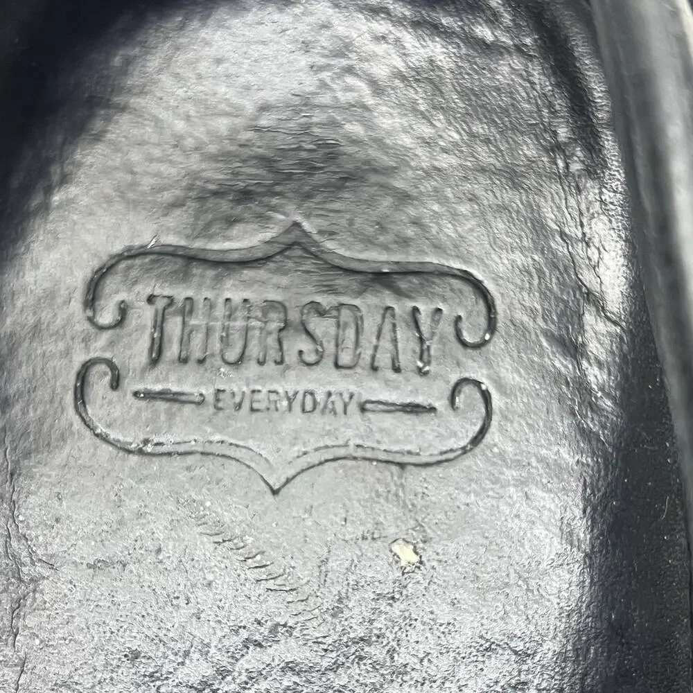 Thursday Boot Aviator Brogue Oxford Men Size 11 Black Leather Wingtip Low Shoes